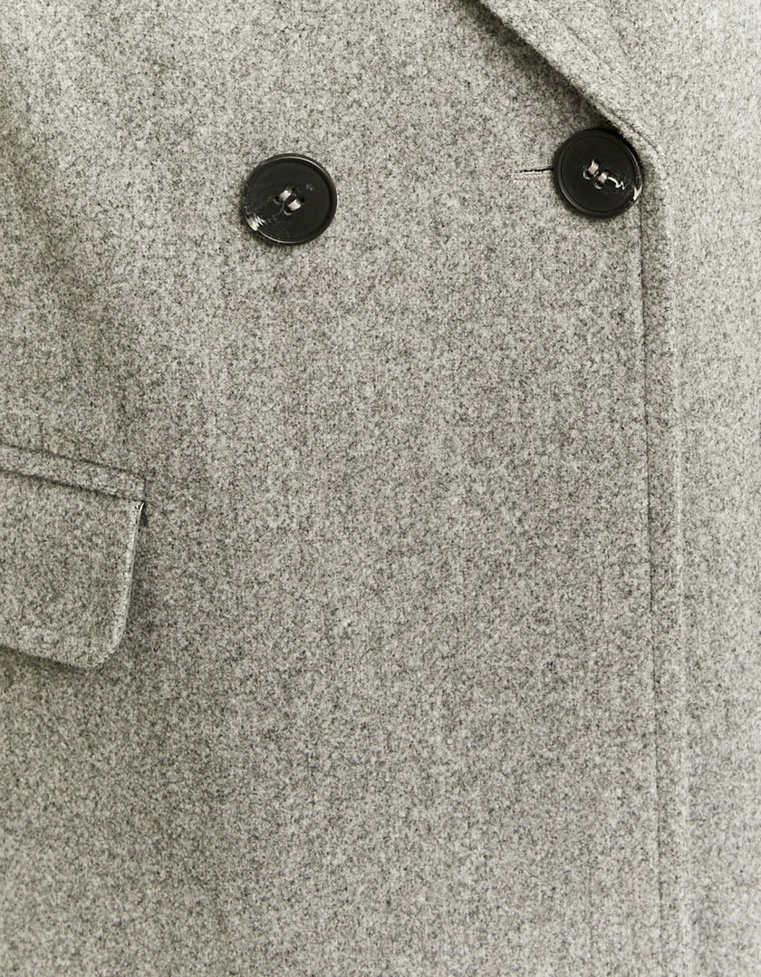 Ladies Grey Faux Wool Coat-Button View