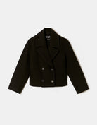 Tally Weijl Black Faux Wool Cropped Coat Black side view