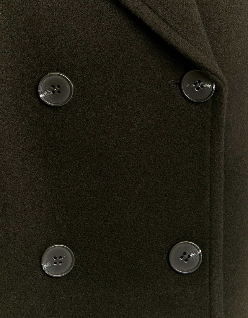 Tally Weijl Black Faux Wool Cropped Coat Black back view
