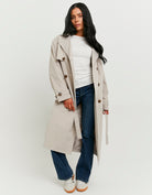 Tally Weijl Long Beige Trench Coat Beige front view