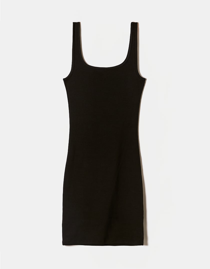 Ladies Black Bodycon Mini Dress-Front View