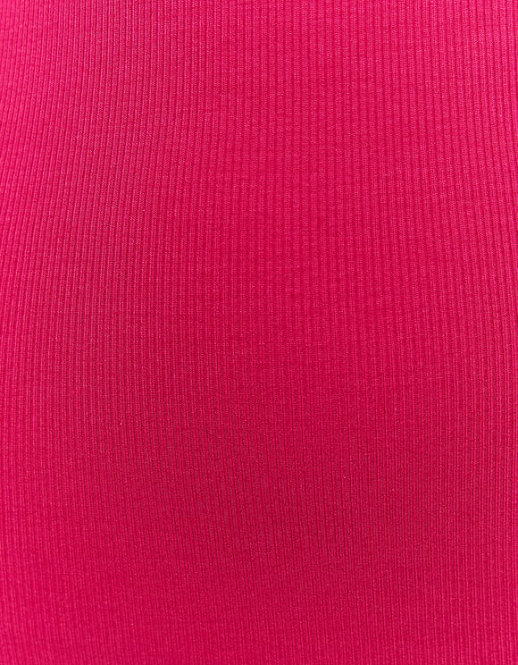 Ladies Figure-Hugging Pink Mini Dress-Close Up View