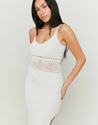 Tally Weijl White Midi Dress With Crochet Pattern WHITE model back view