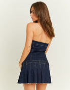Tally Weijl Dark Blue Mini Denim Dress Blue model front view