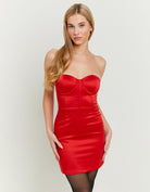 Tally Weijl Red Satin Mini Dress RED model front view