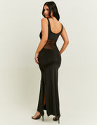 Tally Weijl Black Maxi Mesh Dress BLACK model front view
