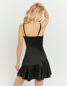 Tally Weijl Black Satin Mini Dress BLACK back view