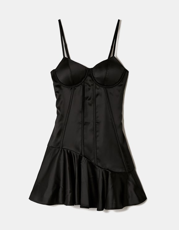 Tally Weijl Black Satin Mini Dress BLACK side view