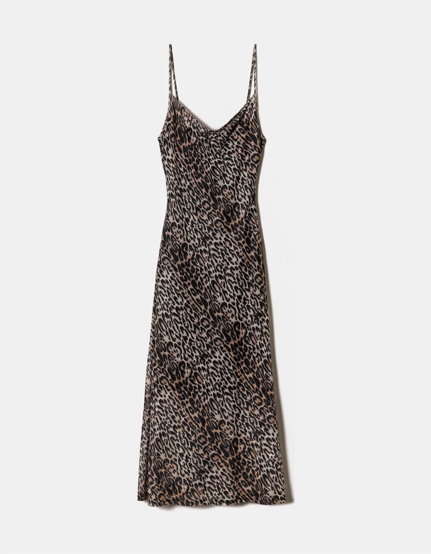 Ladies Animal Print Maxi Dress-Front View