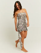 Tally Weijl Snake Skin Mesh Mini Dress With Ruffles multi front view