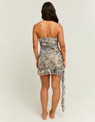 Tally Weijl Snake Skin Mesh Mini Dress With Ruffles multi model front view