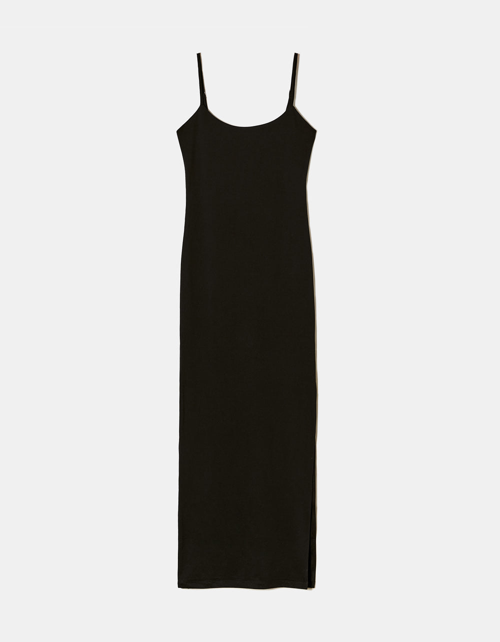 Ladies Black Fitted Midi Dress-Ghost Front View