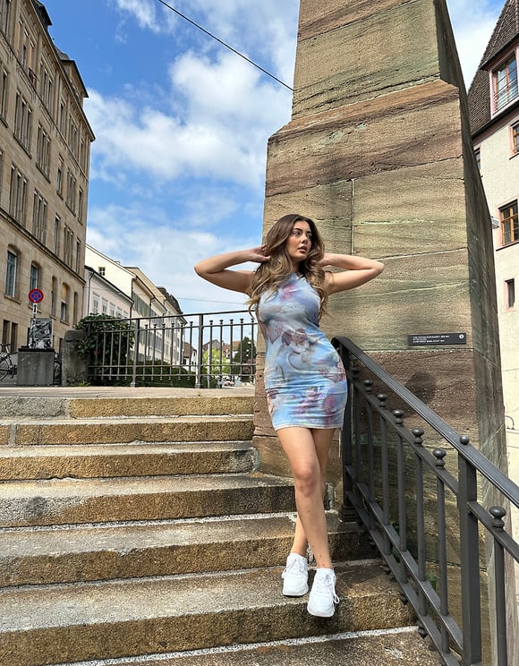 Tally Weijl Mesh Mini Dress Floral flat front view