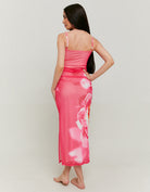 Tally Weijl Tulle Floral Midi Dress Pink/White model front view