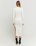 Tally Weijl Knitted Midi Dress With Slit Beige detail view