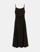 Full front view of black maxi occasion dress