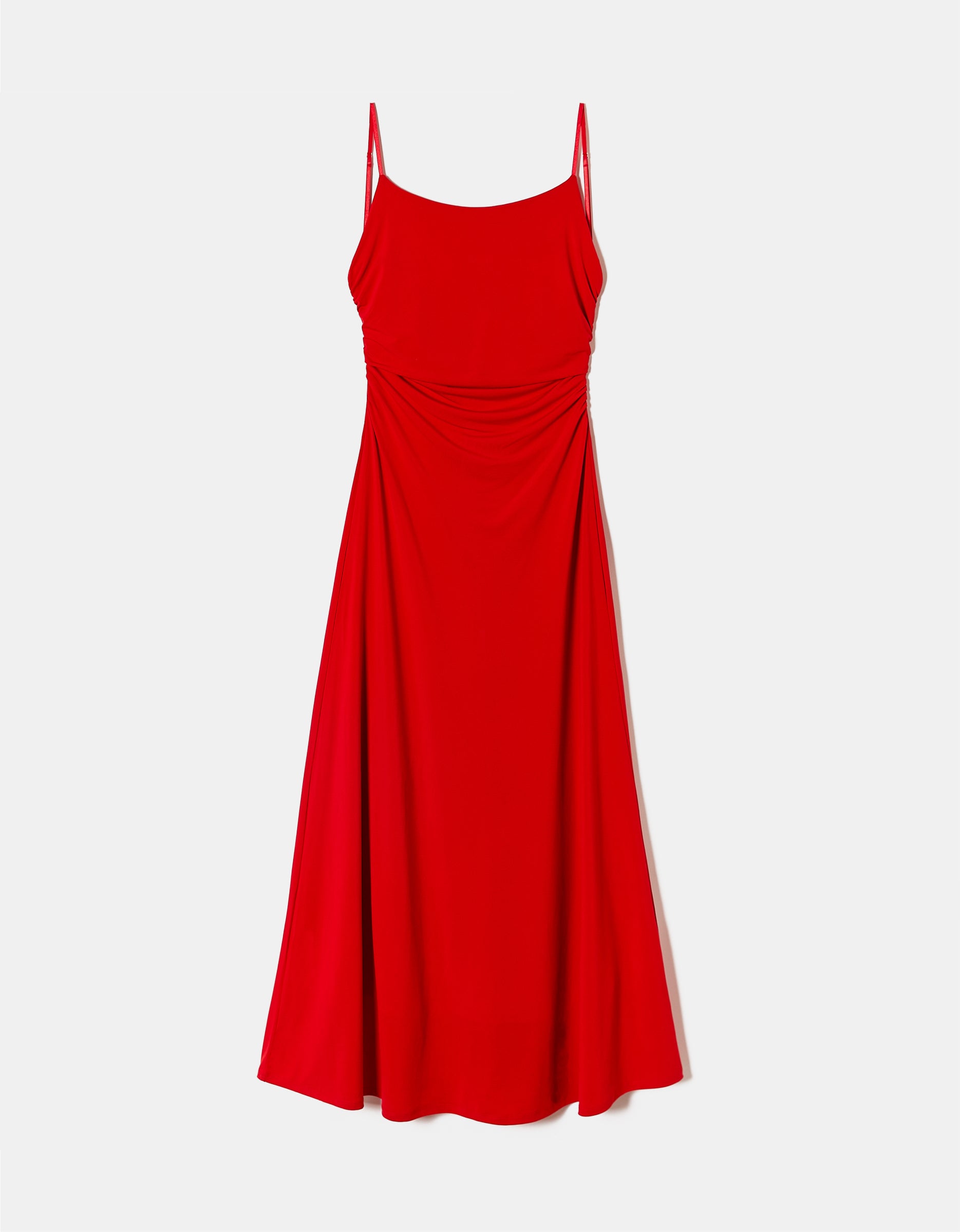 Ladies Red Backless Maxi Dress-Ghost Front View