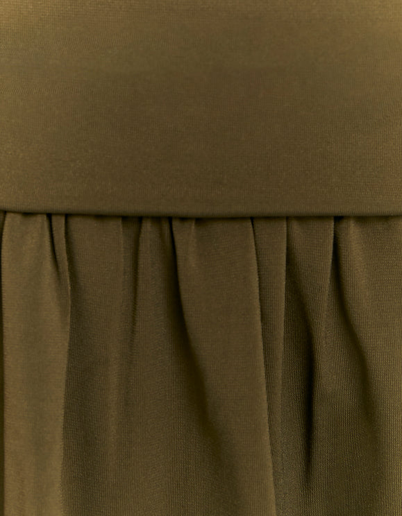 Tally Weijl Khaki Asymmetric Ruched Mini Dress Green, detail view
