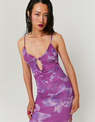 Tally Weijl Purple Midi Dress with Flower Print PURPLE model front view