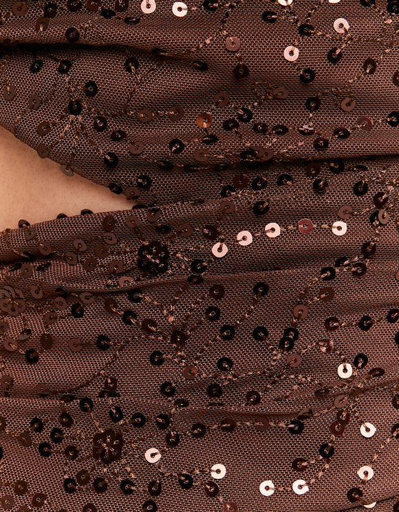 Tally Weijl Brown Sequined Maxi Dress, detail view