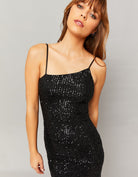 Tally Weijl Black Sequins Midi Dress With Slit BLACK back view
