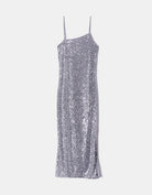 Tally Weijl Silver Sequins Midi Dress With Slit Grey back view