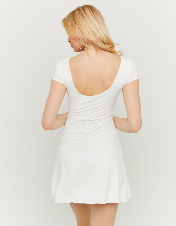 Tally Weijl White Mini Ruffle Dress, detail back view