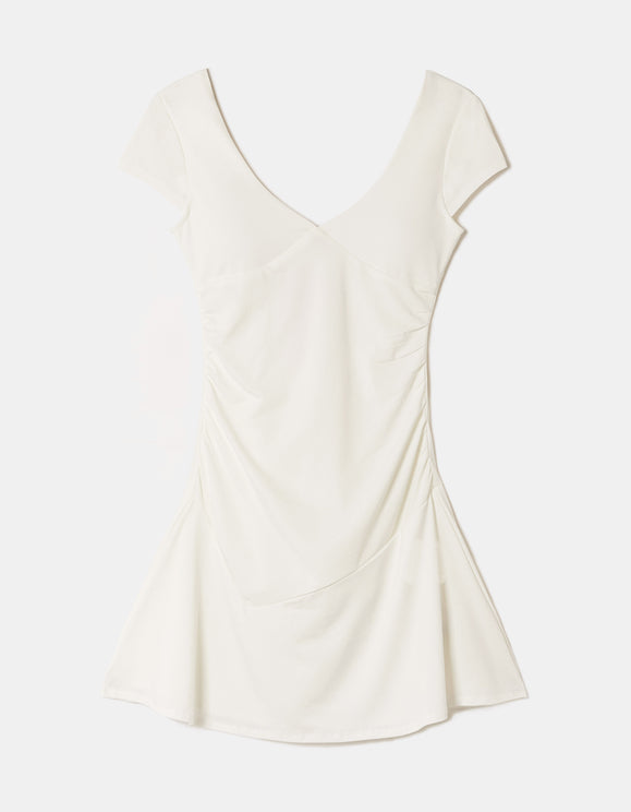 Front flat lay view of white mini dress