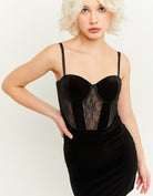 Tally Weijl Black Mini Velvet Dress With Lace Detail Black detail view