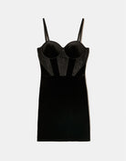 Tally Weijl Black Mini Velvet Dress With Lace Detail Black back view