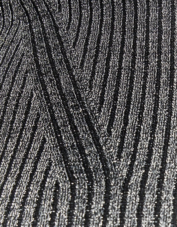 Ladies Black/Grey Knitted Mini Dress-Close Up View