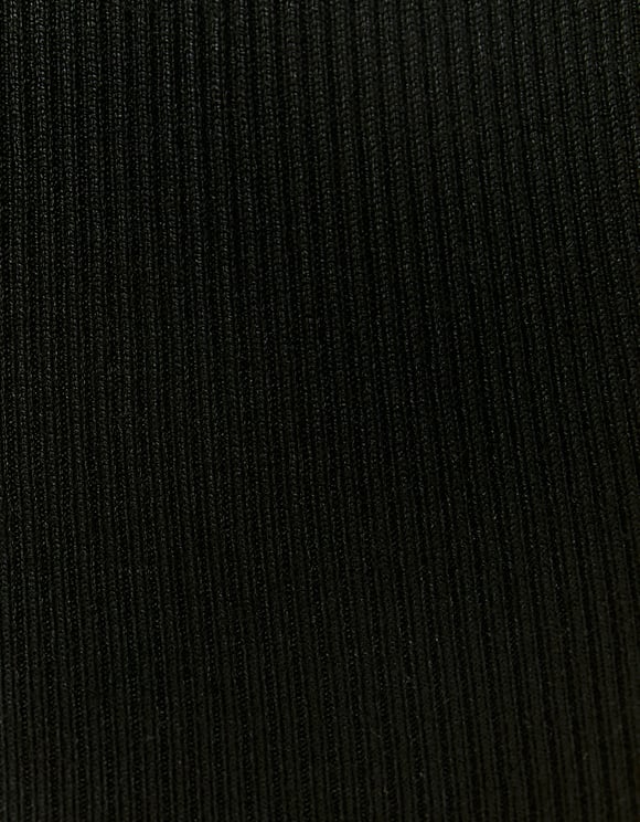 Ladies Cut Out Knitted Black Mini Dress-Close Up View