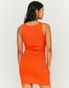 Tally Weijl Cut Out Knitted Orange Mini Dress Orange model front view