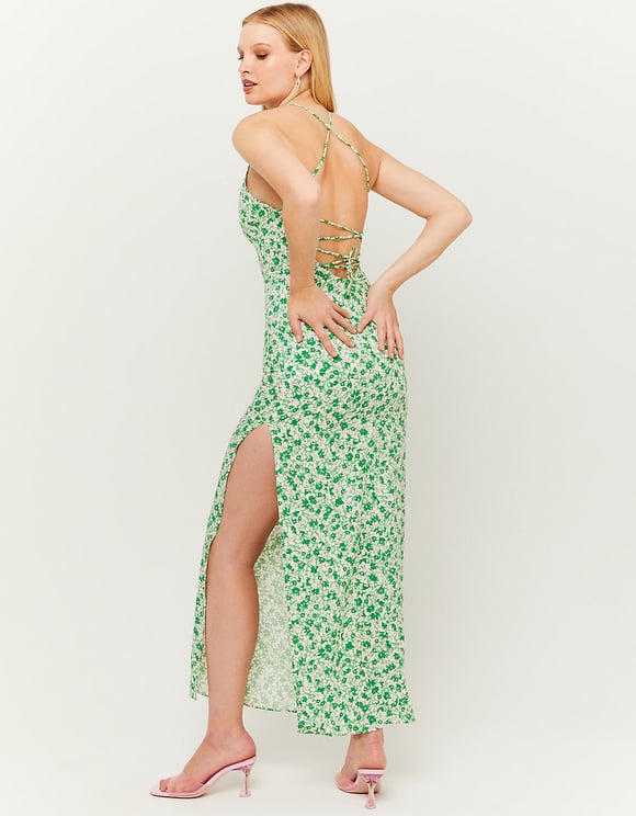 Tally Weijl Light Long Floral Green Maxi Dress Green detail view