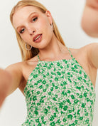 Tally Weijl Light Long Floral Green Maxi Dress Green back view