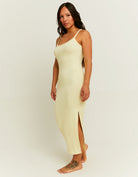 Tally Weijl Yellow Basic Midi Dress With Side Slit Yellow flat front view
