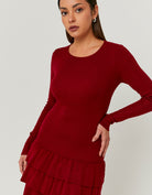 Tally Weijl Red Knitted Mini Dress With Ruffles RED detail view