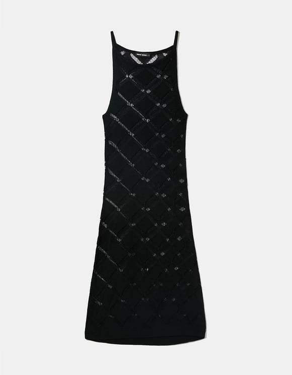Tally Weijl Black Cut-Out Knit Midi Dress Black front view