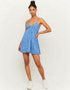 Tally Weijl Blue Strappy Floral Mini Dress Multi Colour model front view