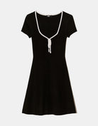 Tally Weijl Black Knitted Mini Dress With Contrast Details Black/White back view