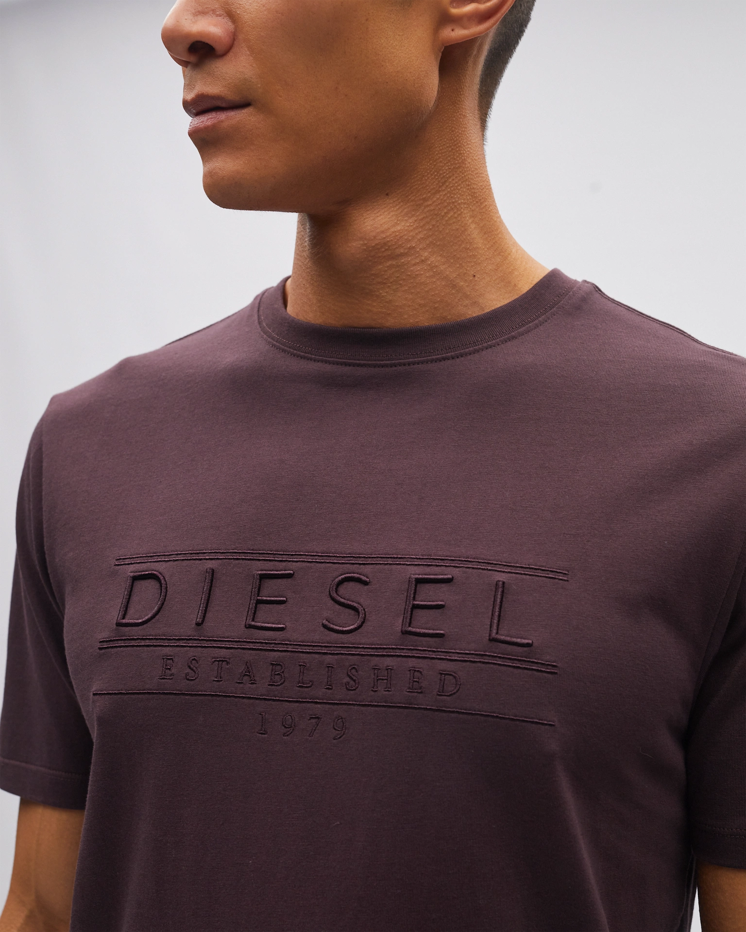 Diesel Shay Dark Prune Tee Dark Prune flat front view