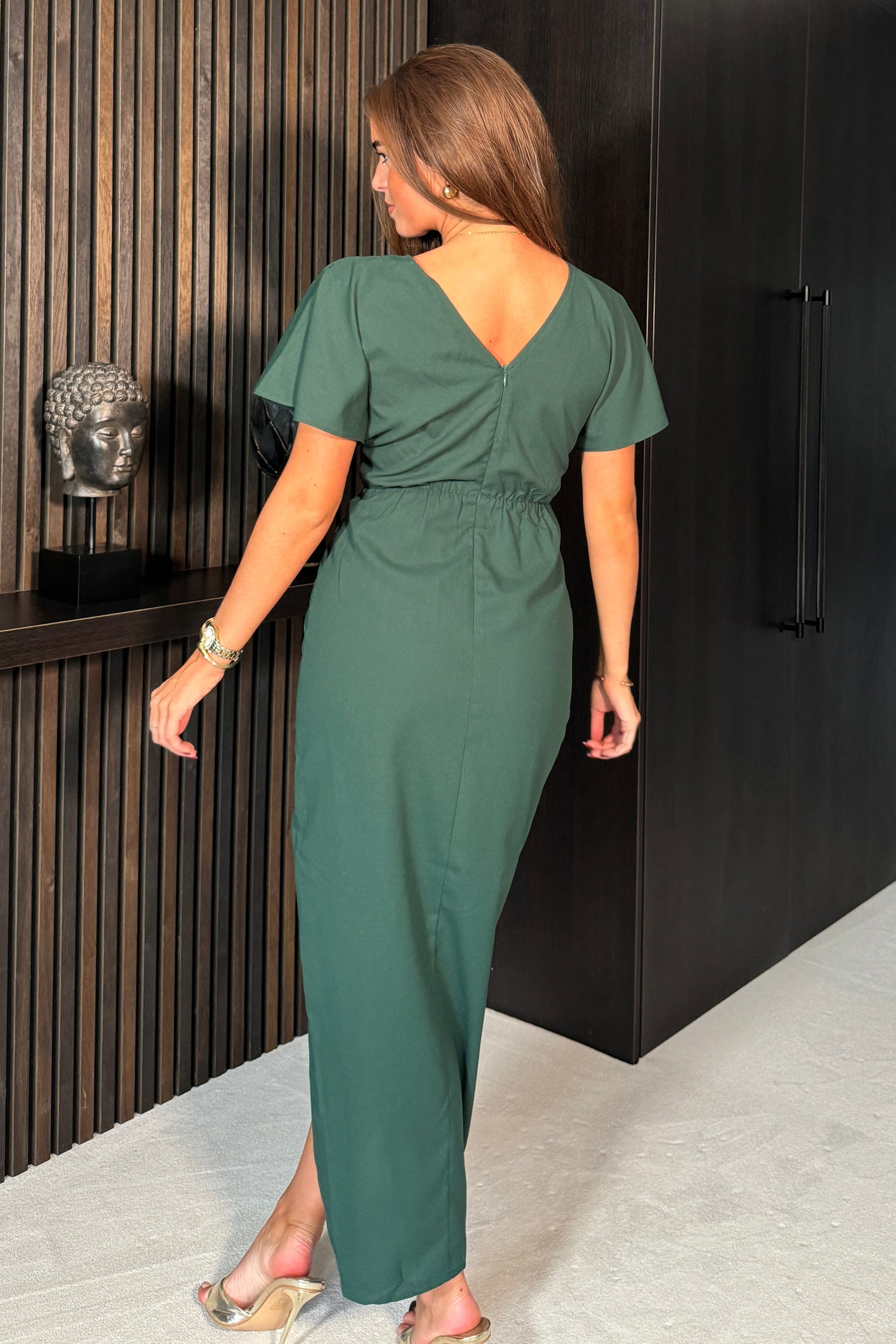 Preslee Wrap Over Maxi Green Dress