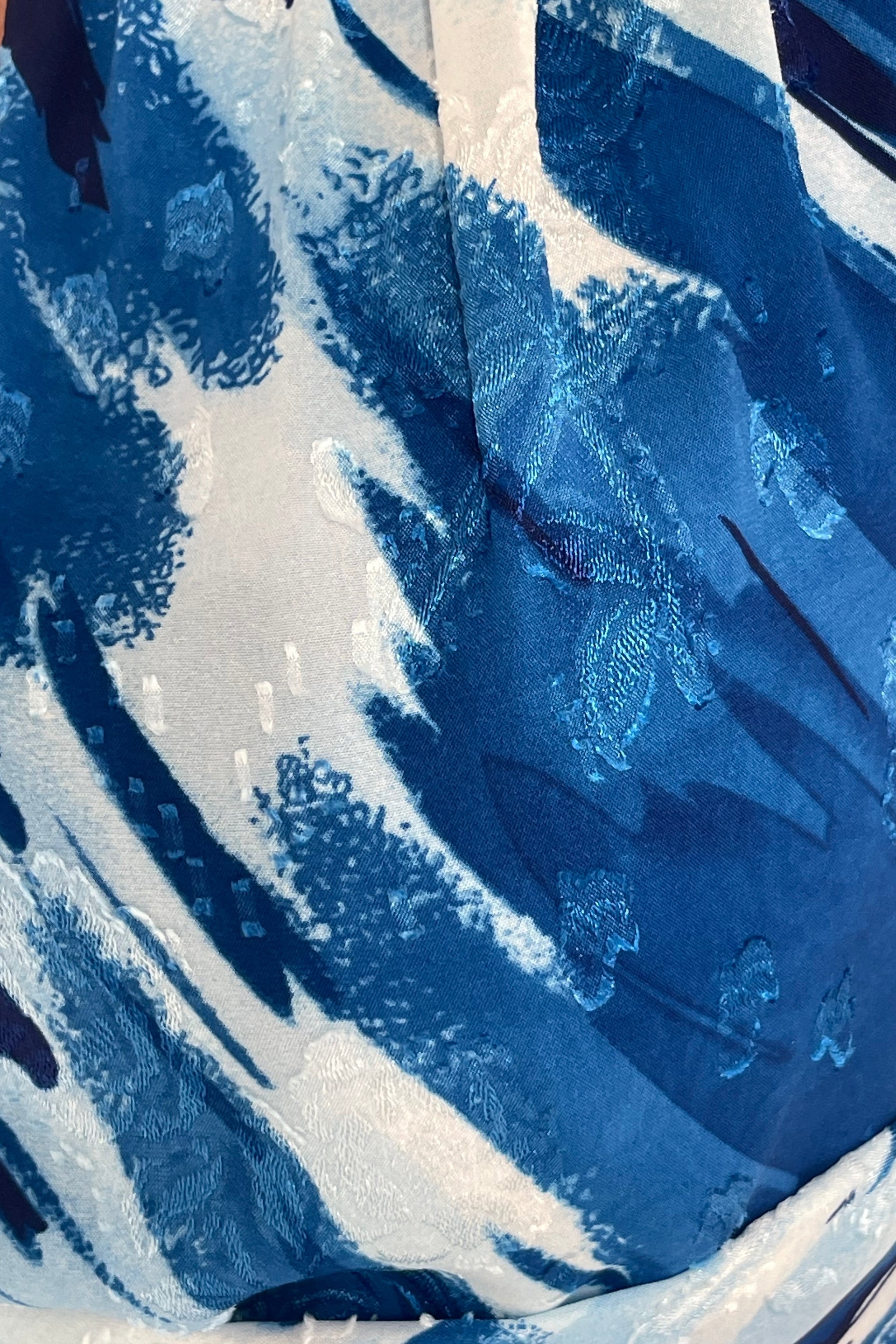 Ladies Bay Boat Neck Keyhole Detail Midi Blue Dress-Pattern View