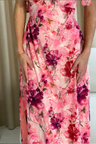 Girl In Mind Beverly Floral Tie Shoulder Midi Dress PINK detail view