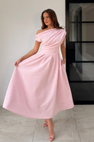 Back view of Betty pink occasion dress