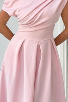 Front angle of Betty pink skater midi dress