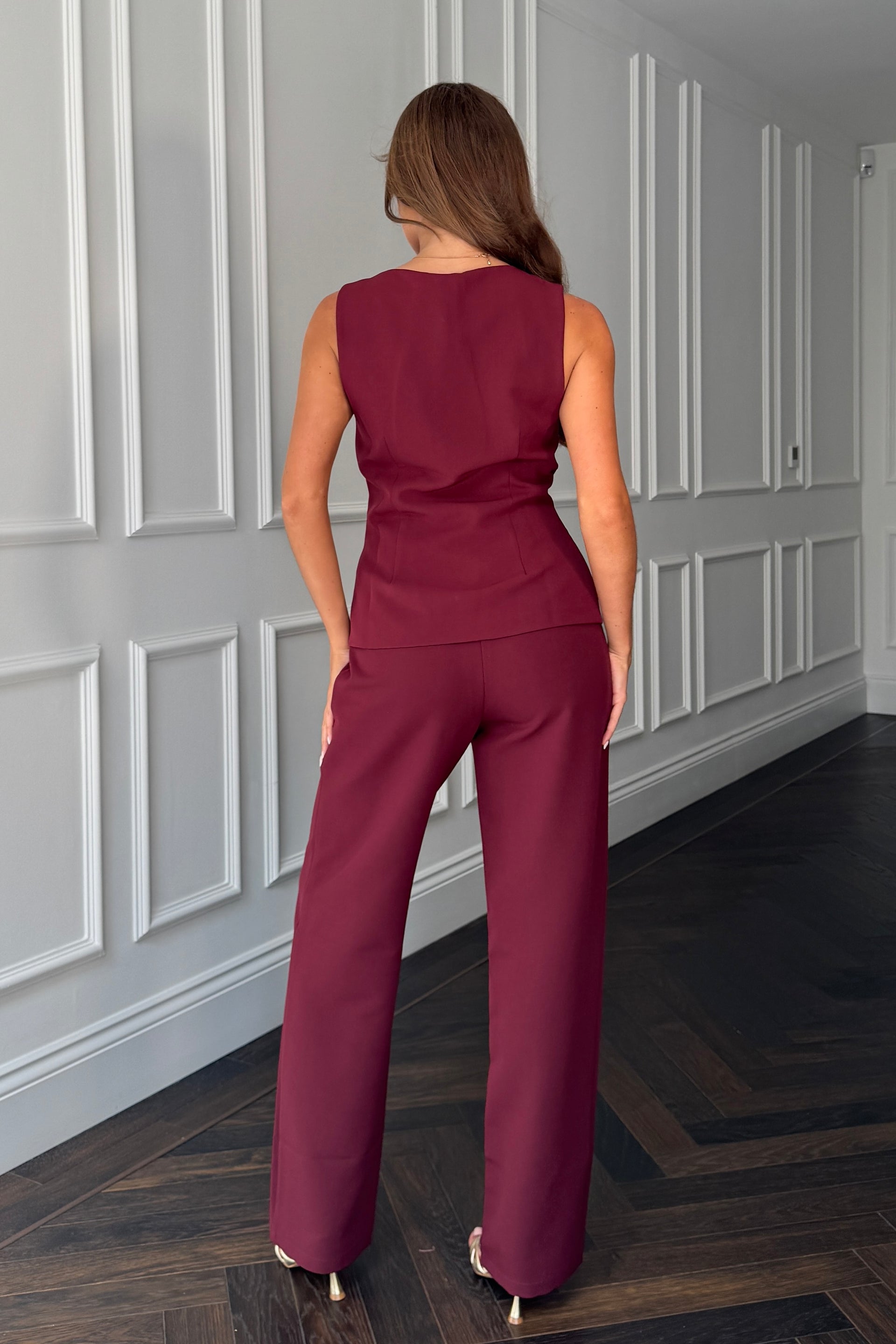 Ladies Jamie Berry Waistcoat With Square Neckline-Back View