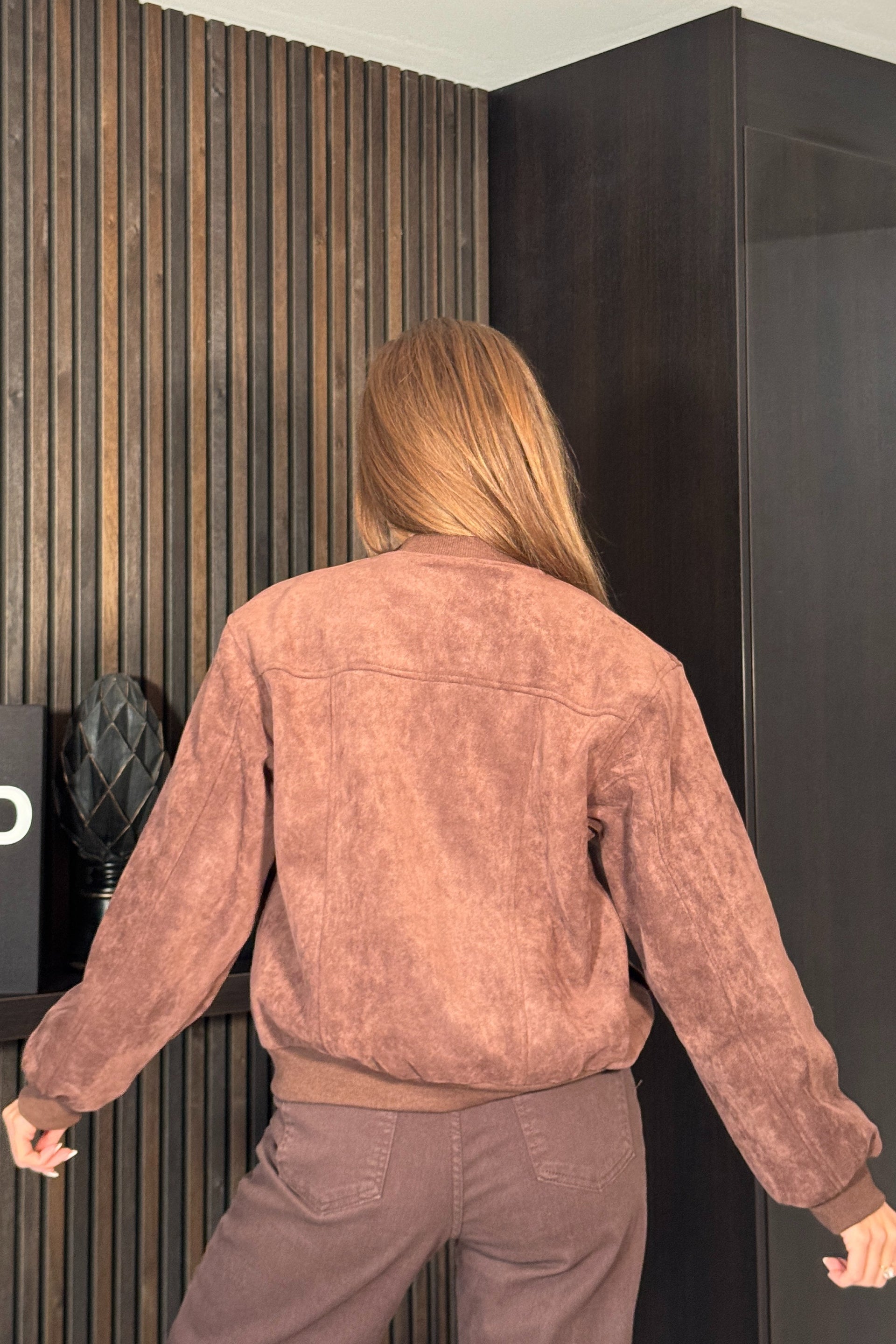 Arwen Suedette Classic Bomber Brown Jacket