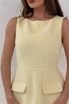 Girl In Mind Athenia Tweed Pocket Detail Yellow Mini Dress YELLOW side view
