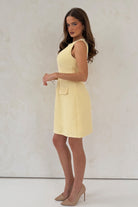 Girl In Mind Athenia Tweed Pocket Detail Yellow Mini Dress YELLOW flat front view